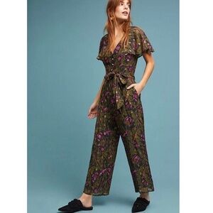 Ett:Twa Anthropologie Brenda Green Gold Jumpsuit size 4
Boho cottagecore